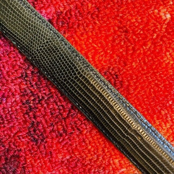 Brighton Womens Large Vintage Brown Green Leather Faux Lizard Skin Embossed Belt - Picture 7 of 13